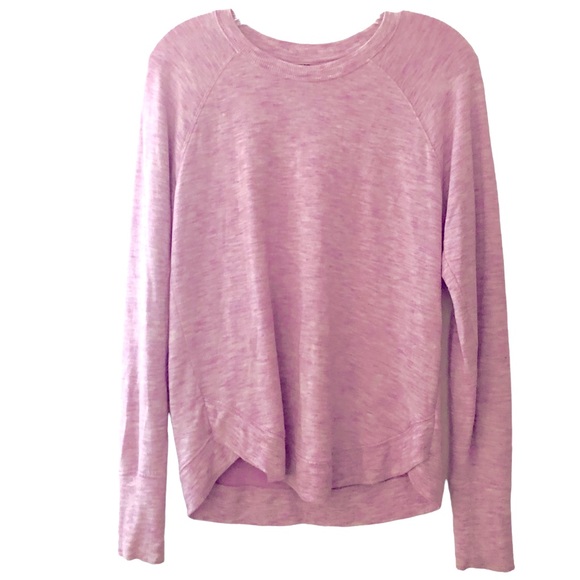 Athleta Tops Athleta Womens Long Sleeve Tee Size S Heather Pink Rounded Hem Ribbed Cuffs